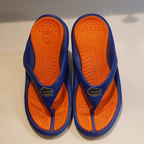CROCS FLORIDA GATOR BLUE & ORANGE UNISEX THONG SANDAL - Picture 3 of 11
